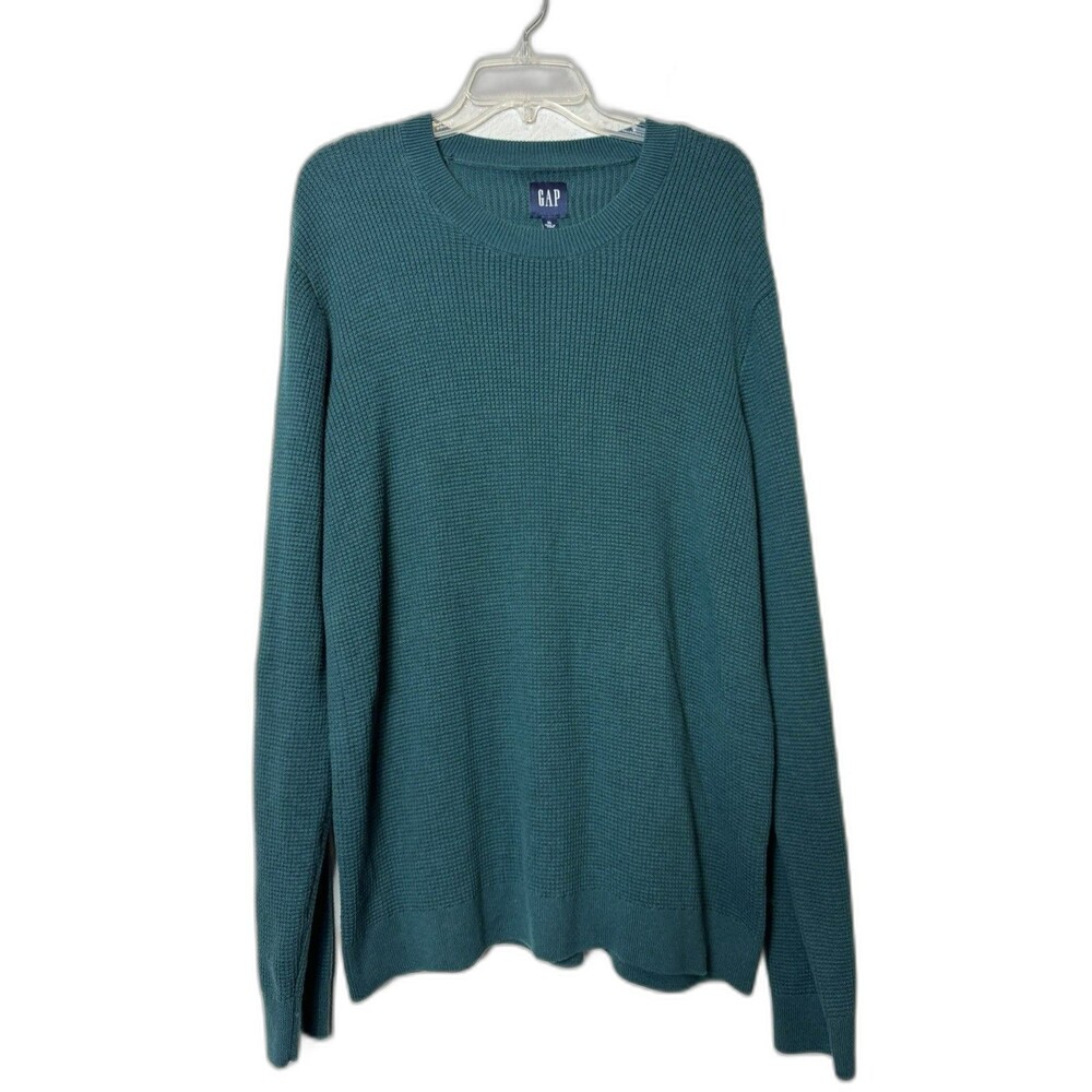 Gap Waffle Knit Dark Teal Green Textured Shirt Cotton Blend Thermal Base Size XL